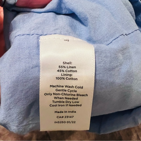 Talbots Linen Blend Lined Skirt Blue Pockets Drawstring Waist Athleisure Lounge - Picture 7 of 10